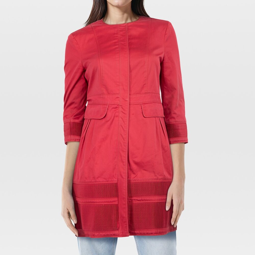 Burberry women's pink zip up mid length coat in size US 12
